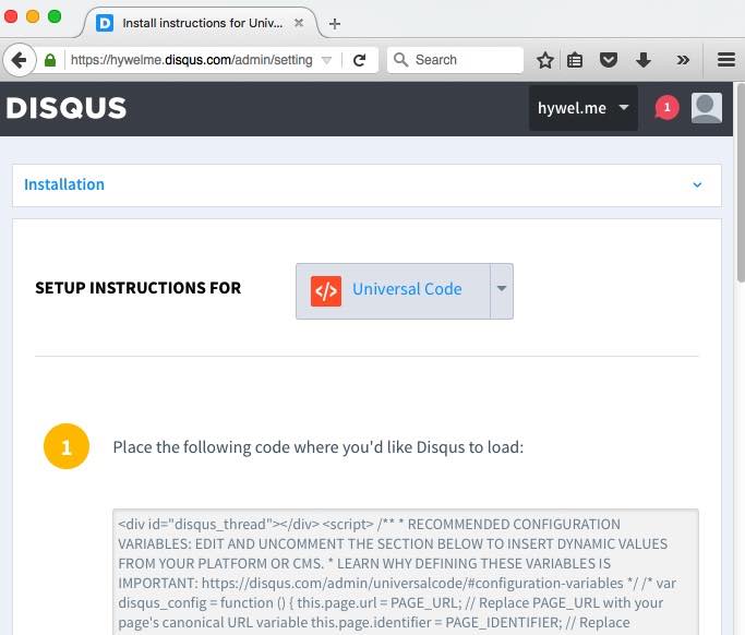 Disqus setup instructions